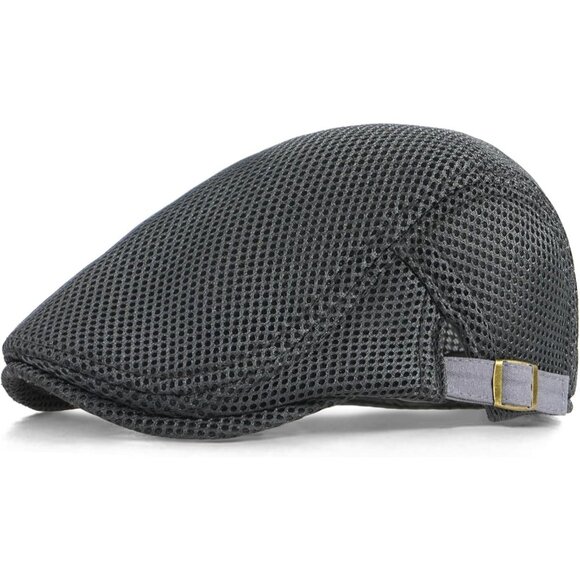 Men's Dark Gray Knitted Fabrics 100% polyester Adjustable Beret Ivy Cap - Picture 1 of 7